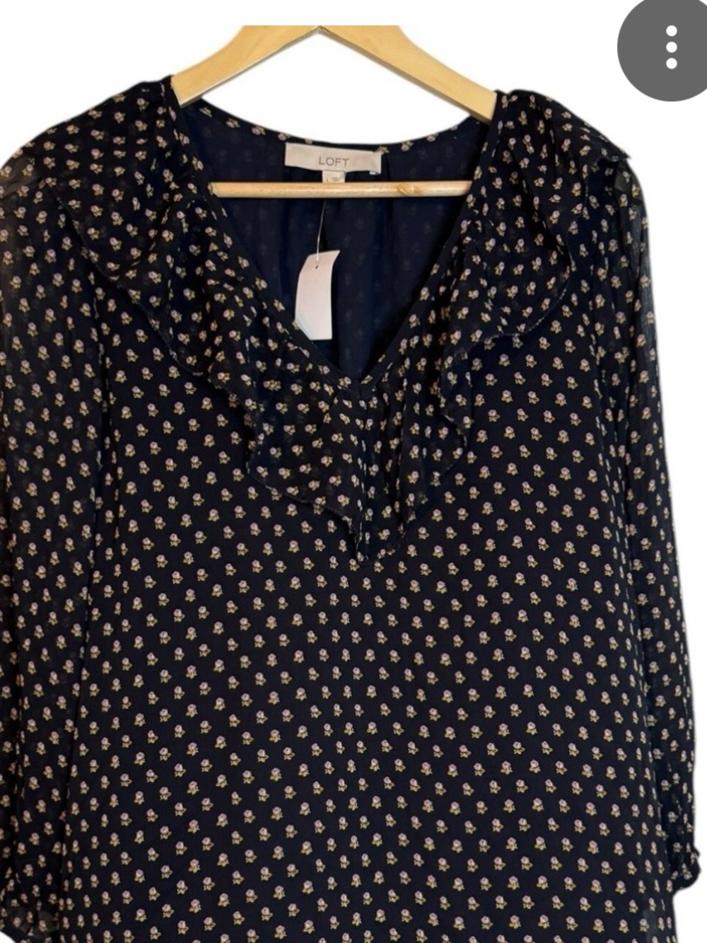 LOFT Floral Ruffle V-Neck Blouse